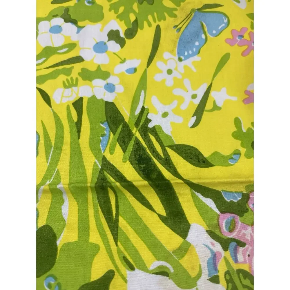 Mod Floral Print Cloth Napkins 10pc Set Square Mid Century 1960s 1970s